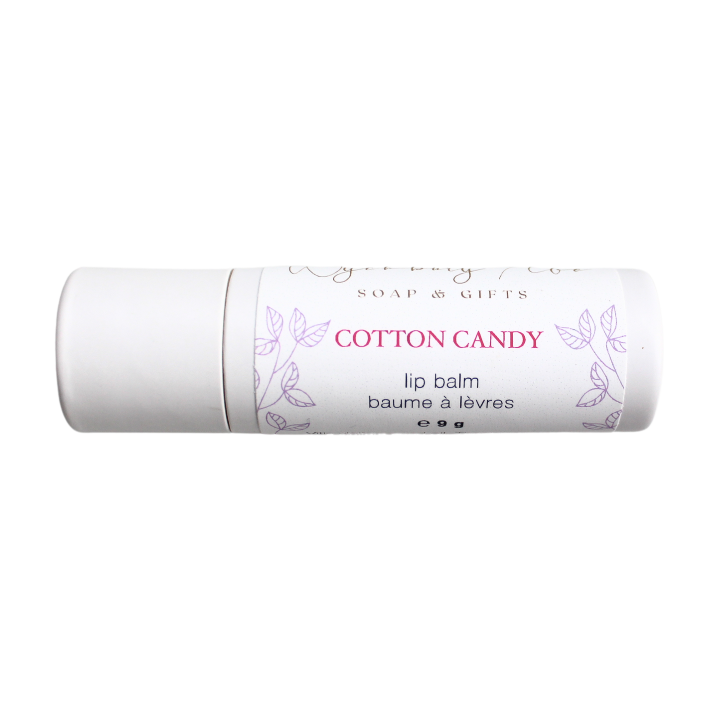 cotton candy lip balm in compostable tube