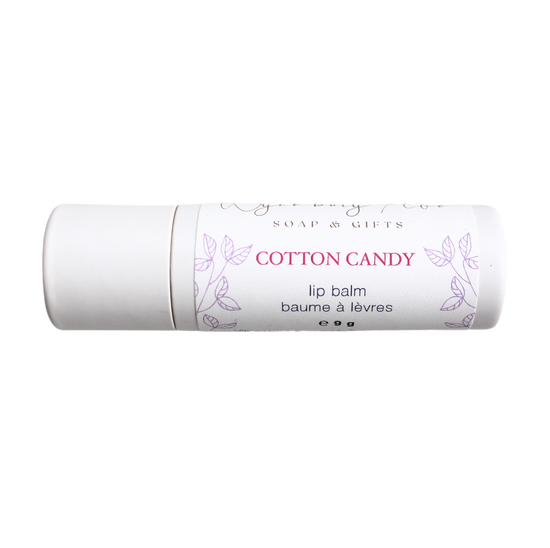 cotton candy lip balm in compostable tube