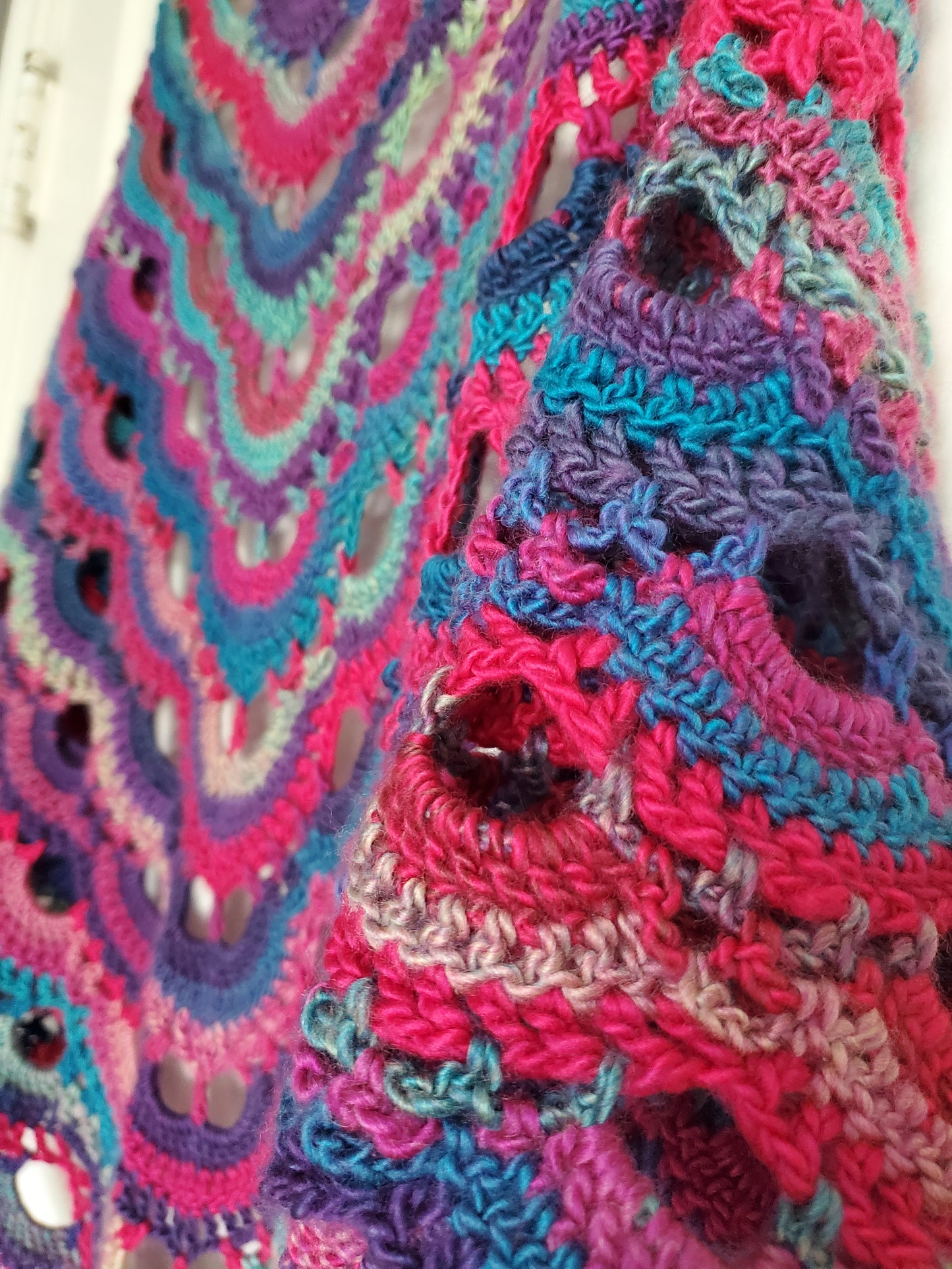 Fairweather Reversible Shawl & Scarf | Pink & Blue Crocheted Scarf